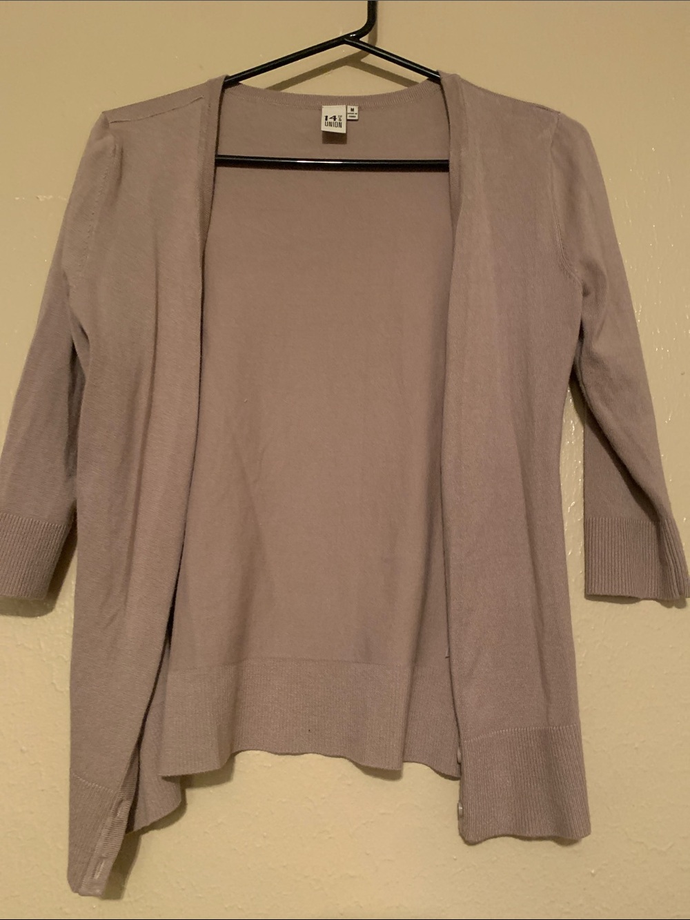 14th & Union Taupe Open-Front Women's Cardigan (M)